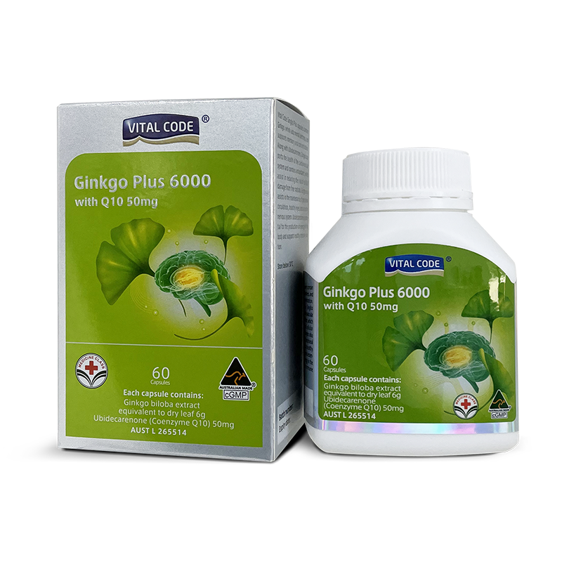Ginkgo Plus 6000 with Q10 50mg 60 Capsules B.PURE AUSTRALIA